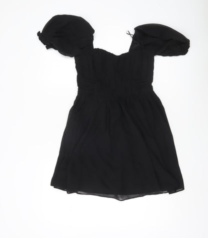 Abercrombie & Fitch Womens Black XS Petite Puff Sleeve Mini Dress
