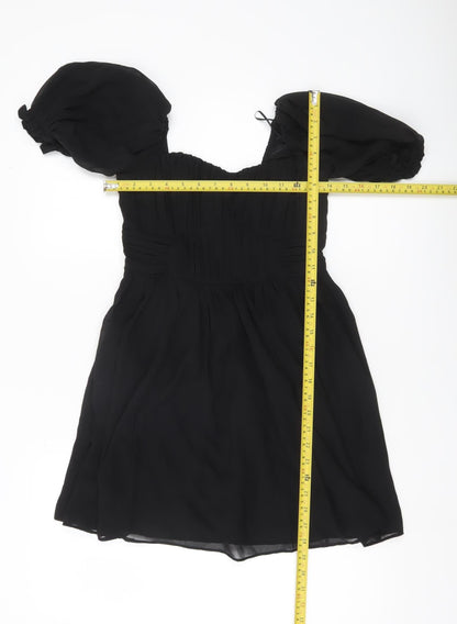 Abercrombie & Fitch Womens Black XS Petite Puff Sleeve Mini Dress
