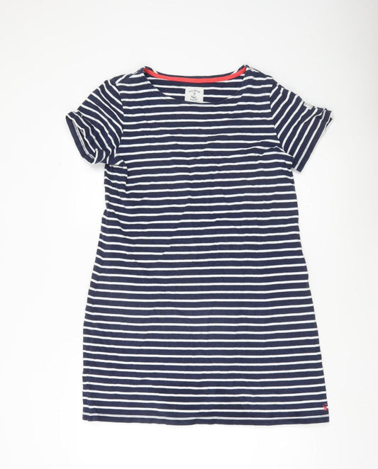 Joules Womens Blue Stripe T-Shirt Dress Size 16 Cotton Casual Nautical
