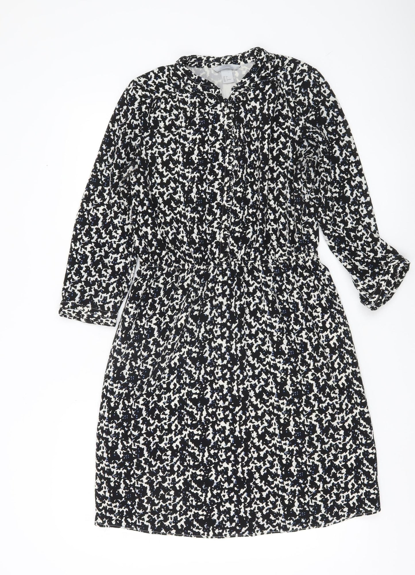 H&M Women’s Black Shirt Dress Size 8 Long Sleeve Knee Length
