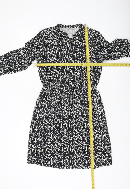 H&M Women’s Black Shirt Dress Size 8 Long Sleeve Knee Length