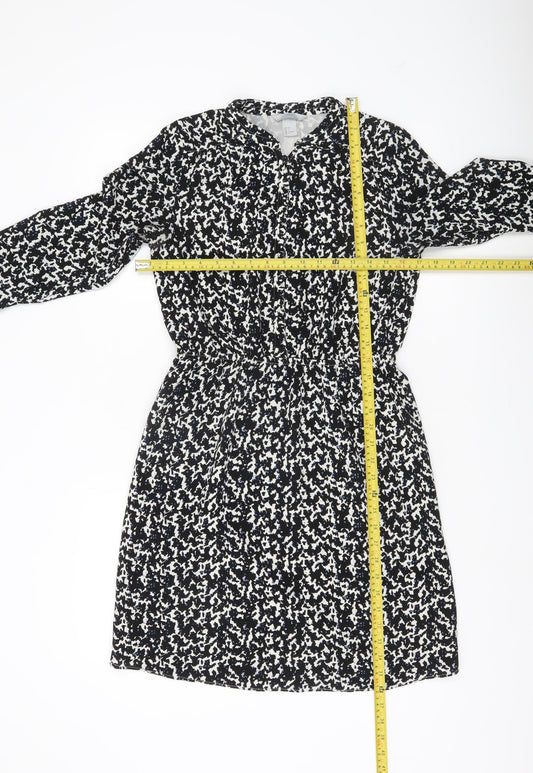 H&M Women’s Black Shirt Dress Size 8 Long Sleeve Knee Length