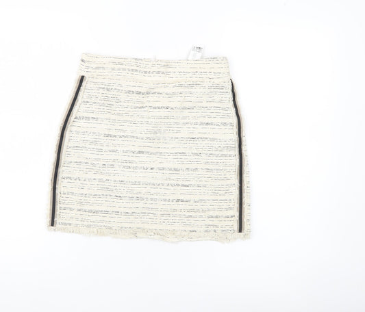 Womens UK Size XS Zara Basic Straight & Pencil Tweed Skirt