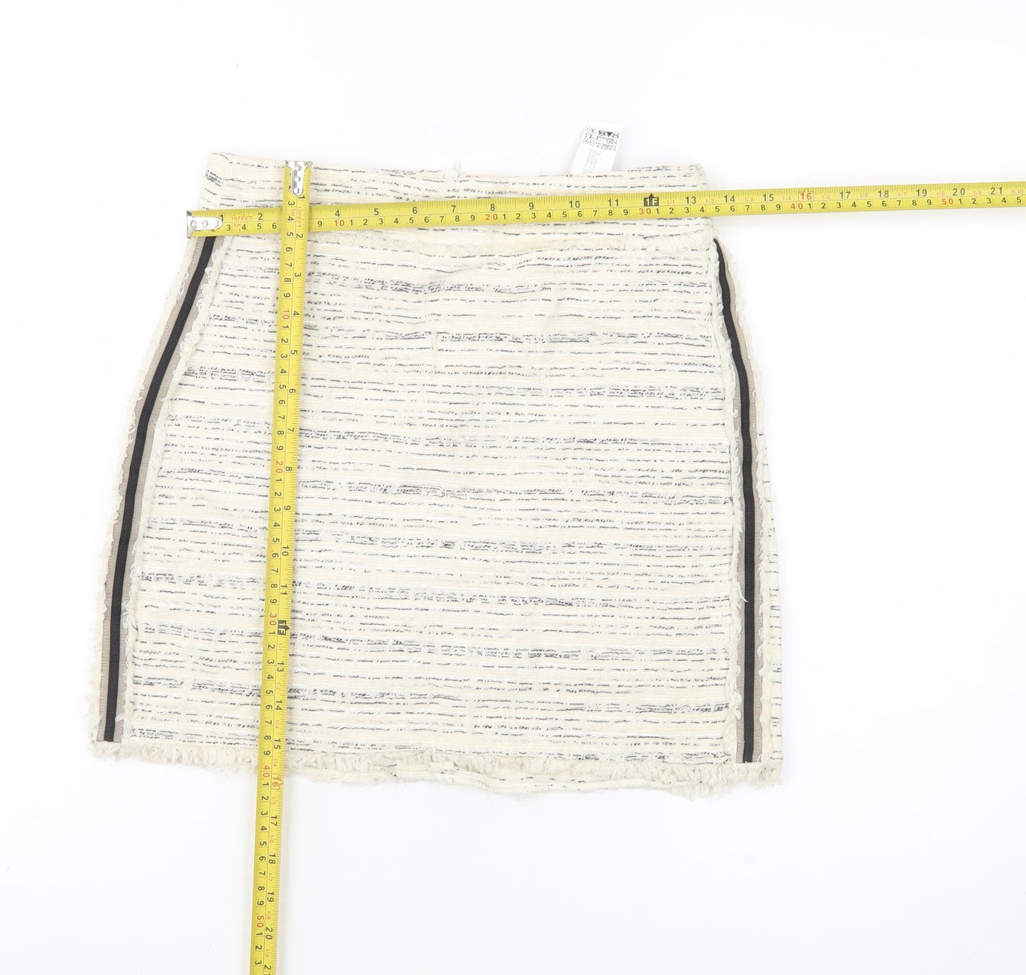 Womens UK Size XS Zara Basic Straight & Pencil Tweed Skirt