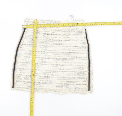 Womens UK Size XS Zara Basic Straight & Pencil Tweed Skirt