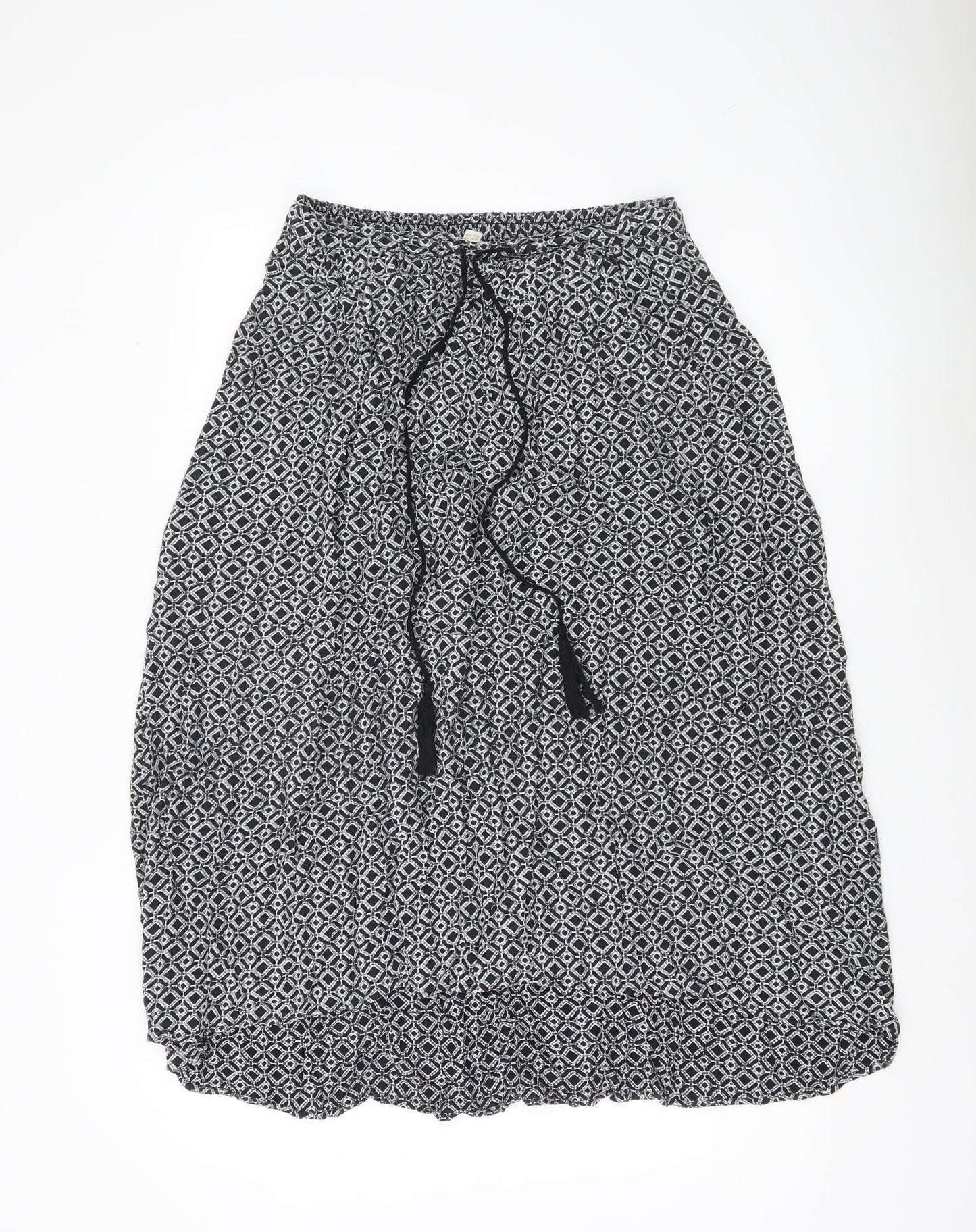 Little Stuff Women’s Black Geometric Elastic Waist Knee Skirt Size 10