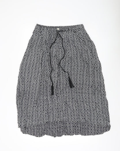 Little Stuff Women’s Black Geometric Elastic Waist Knee Skirt Size 10