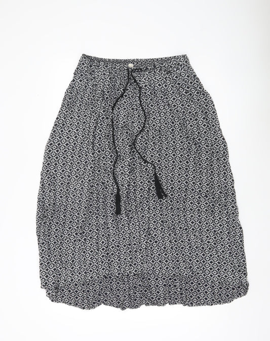 Little Stuff Women’s Black Geometric Elastic Waist Knee Skirt Size 10