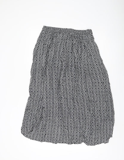 Little Stuff Women’s Black Geometric Elastic Waist Knee Skirt Size 10