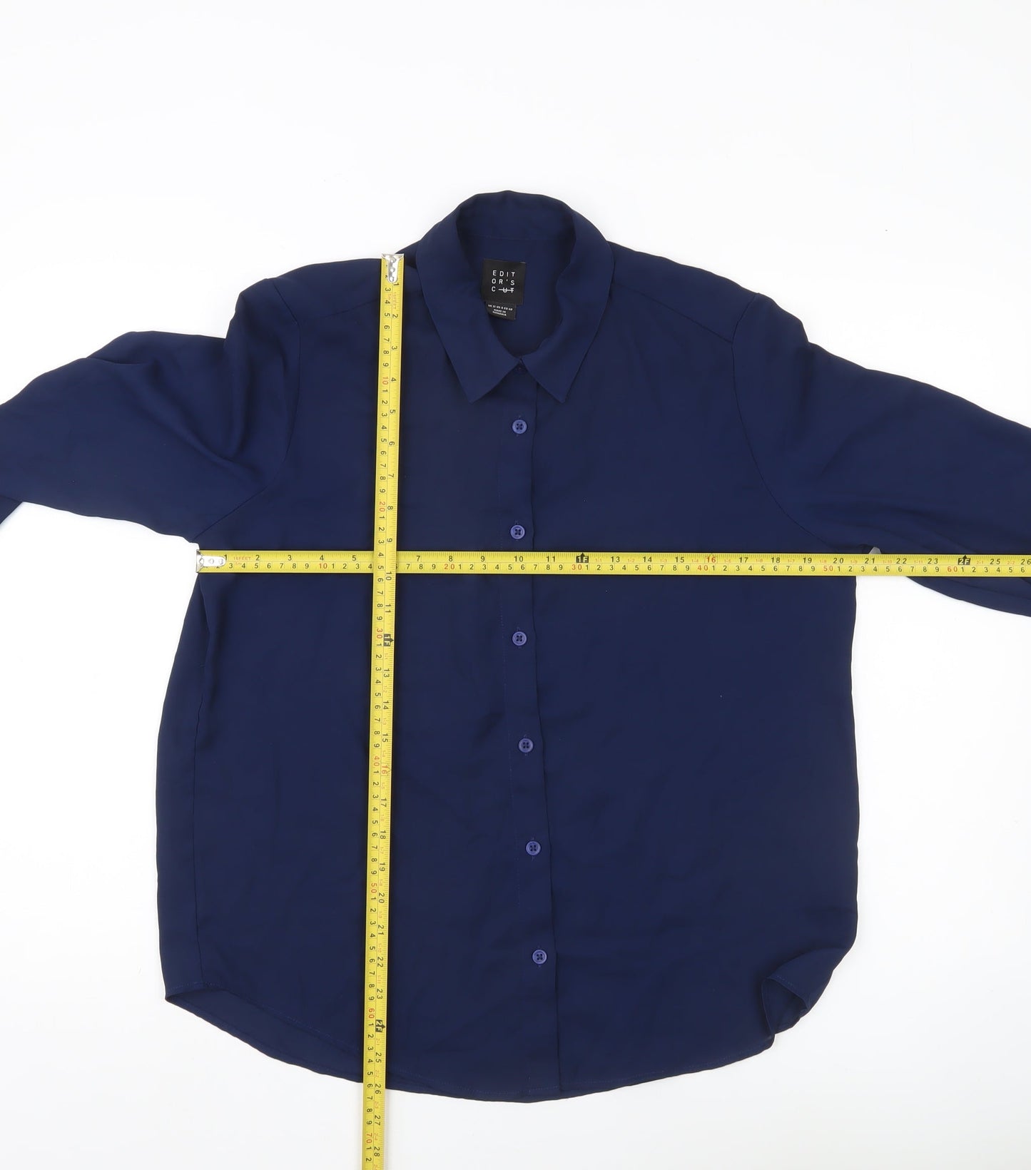 Womens UK Size 12 Editor's Cut Blue Basic Button-Up