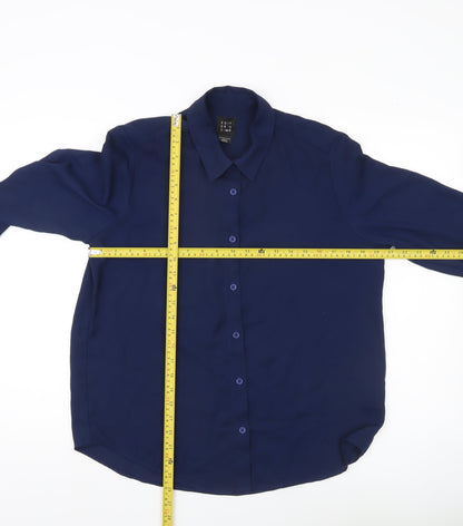 Womens UK Size 12 Editor's Cut Blue Basic Button-Up