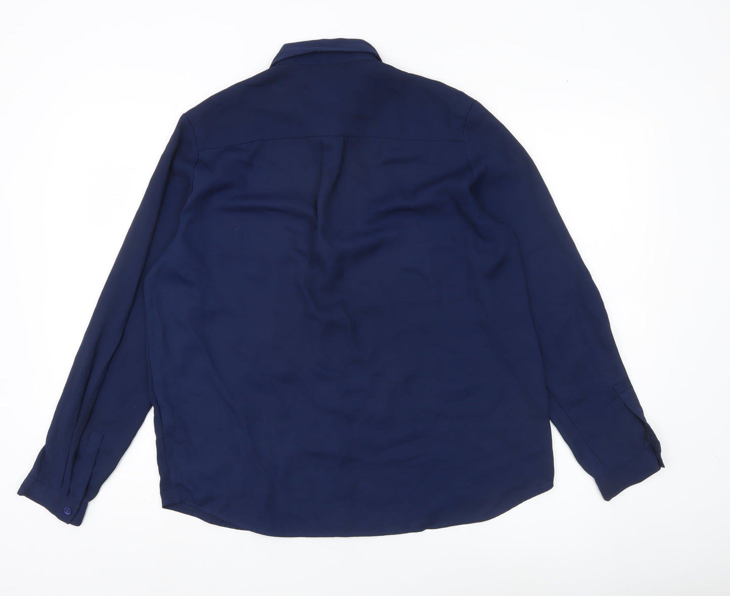 Womens UK Size 12 Editor's Cut Blue Basic Button-Up