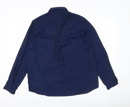 Womens UK Size 12 Editor's Cut Blue Basic Button-Up