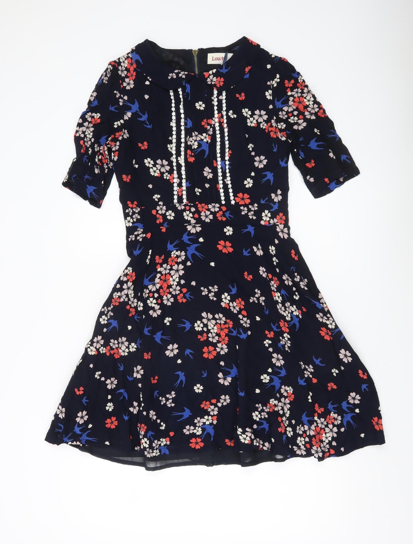 Louche Womens Multicoloured Floral Fit & Flare Dress Size 10