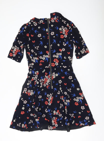 Louche Womens Multicoloured Floral Fit & Flare Dress Size 10