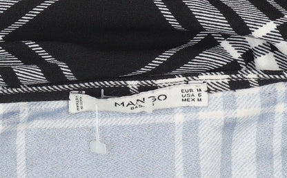 Mango Women Black Check Shift Dress Size 10 Long Sleeve
