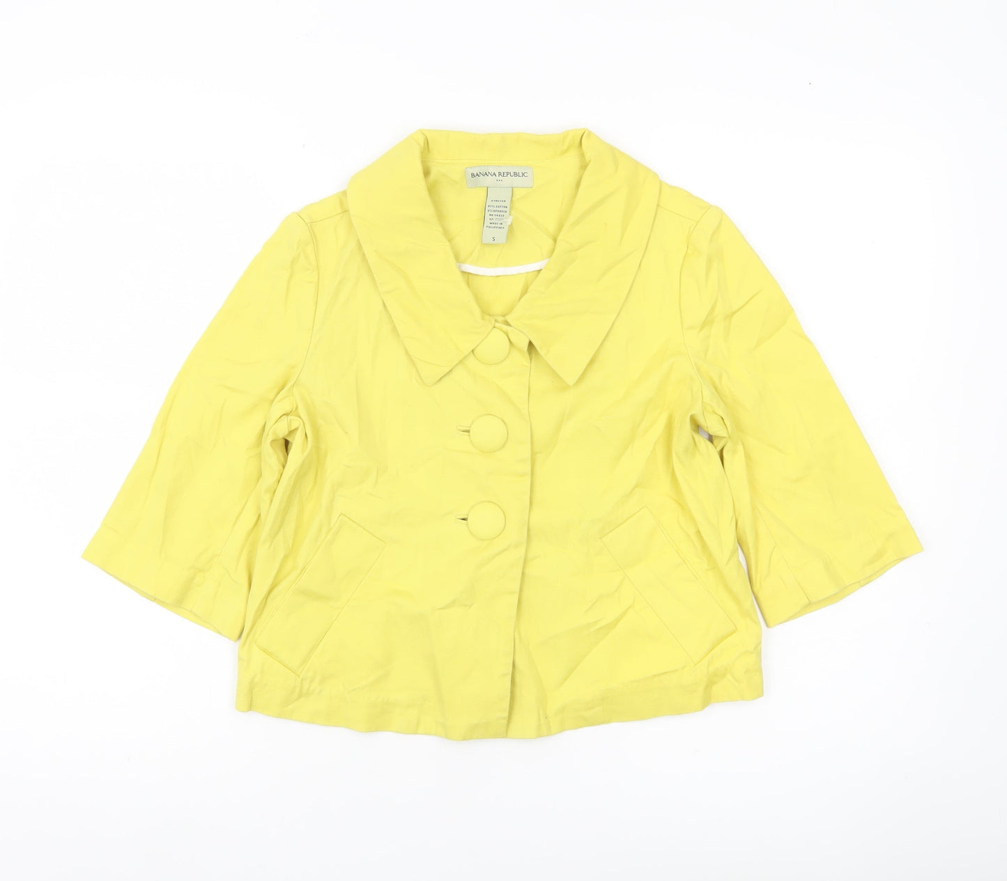 Banana Republic Women’s Yellow Cotton Jacket S 3/4 Sleeve Buttoned