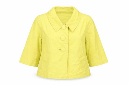 Banana Republic Women’s Yellow Cotton Jacket S 3/4 Sleeve Buttoned