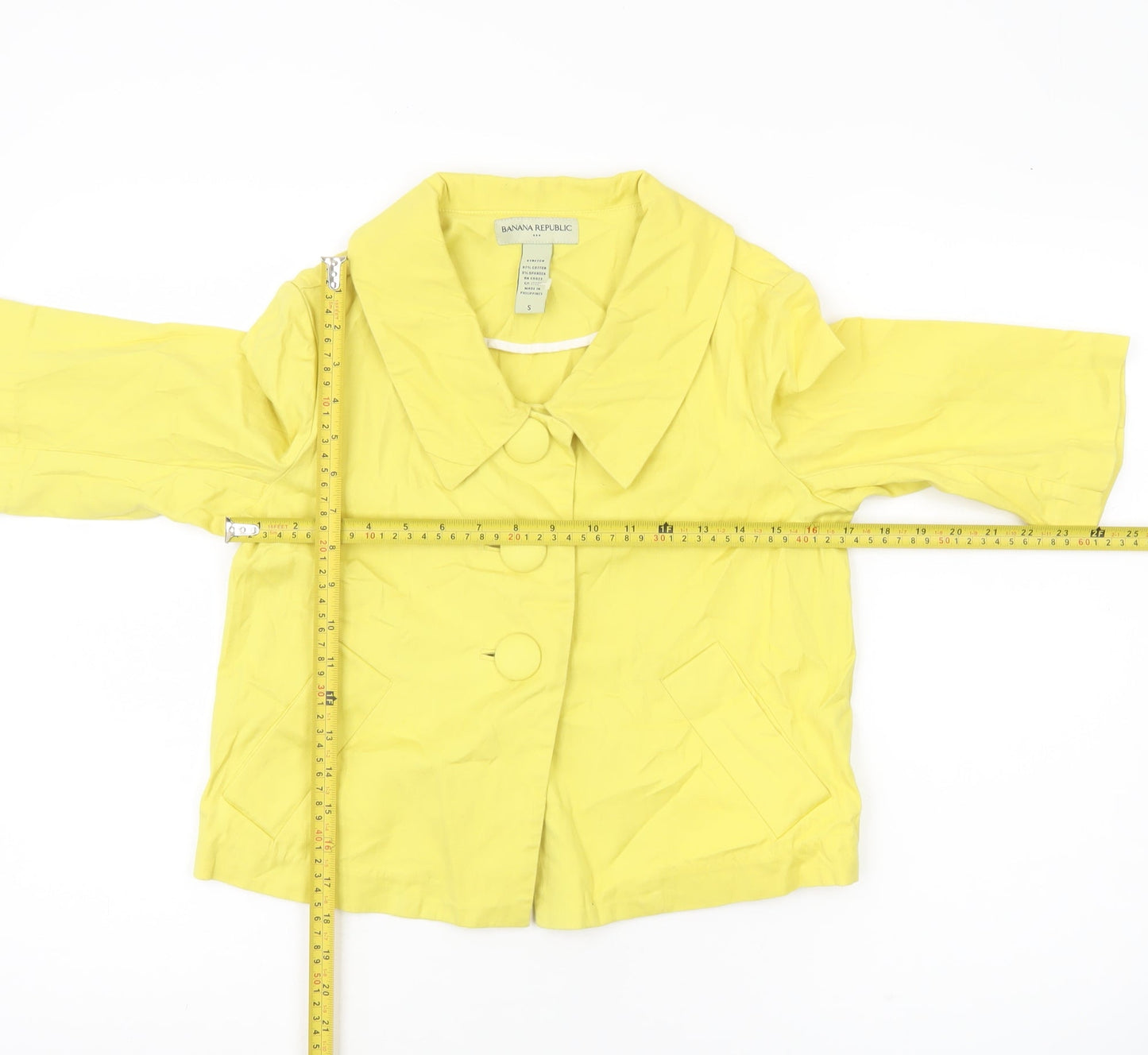 Banana Republic Women’s Yellow Cotton Jacket S 3/4 Sleeve Buttoned