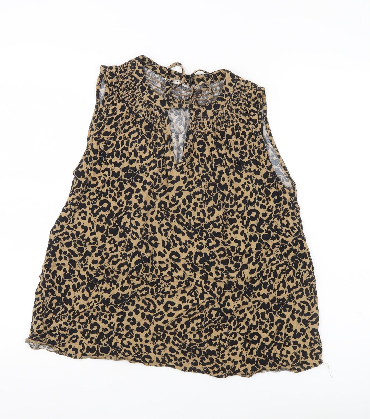 Tu Women’s Brown Leopard Print Sleeveless Tunic Blouse Size 12