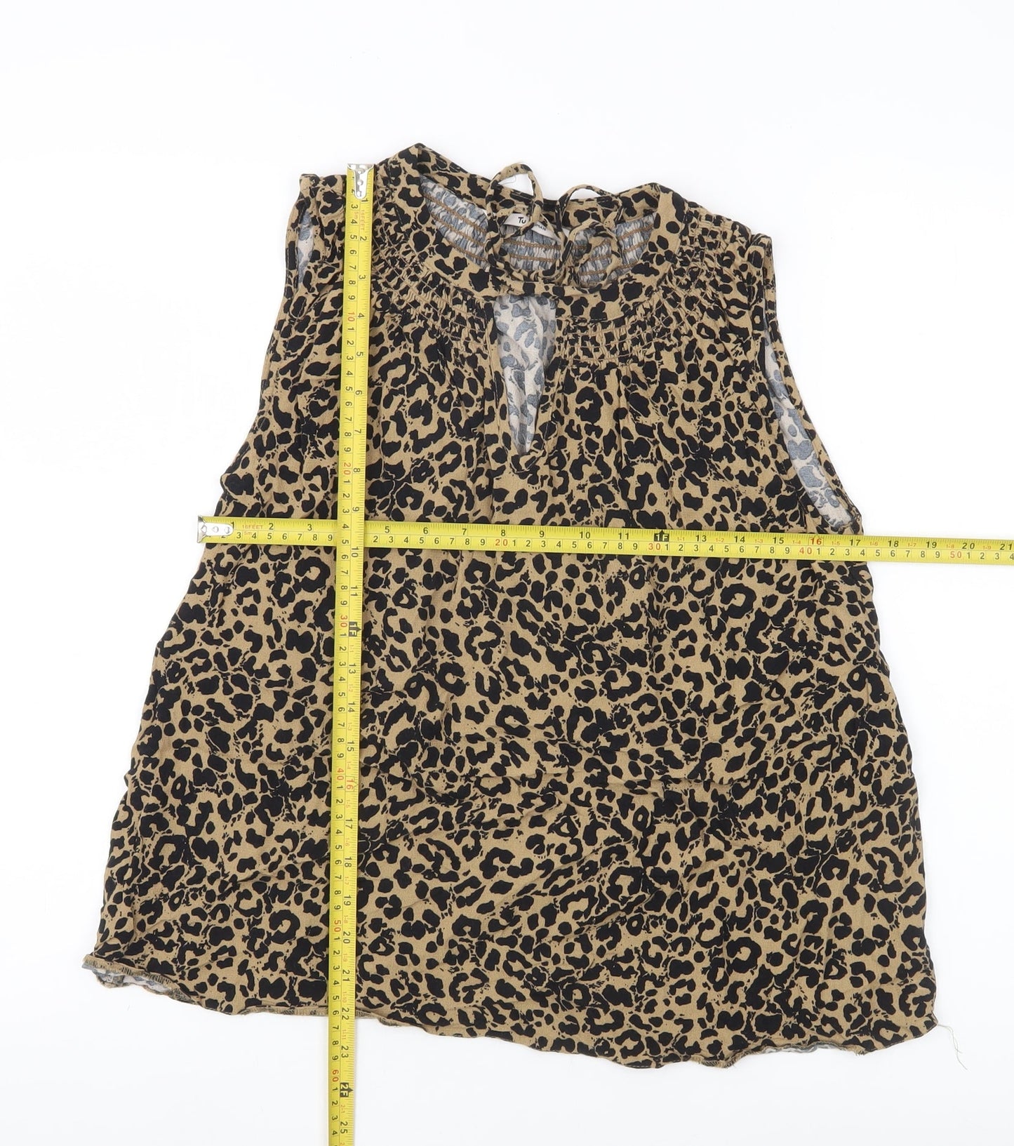 Tu Women’s Brown Leopard Print Sleeveless Tunic Blouse Size 12