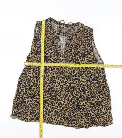 Tu Women’s Brown Leopard Print Sleeveless Tunic Blouse Size 12