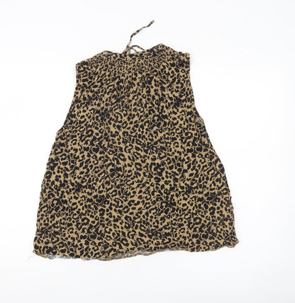 Tu Women’s Brown Leopard Print Sleeveless Tunic Blouse Size 12
