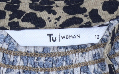 Tu Women’s Brown Leopard Print Sleeveless Tunic Blouse Size 12