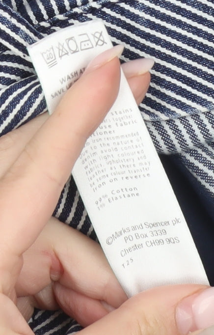 Marks and Spencer Women Blue Striped Pencil Skirt Size 14