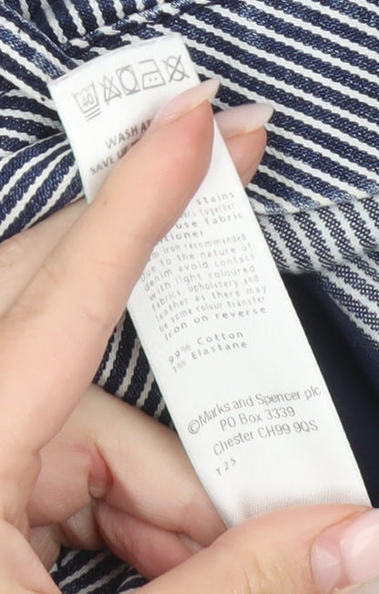 Marks and Spencer Women Blue Striped Pencil Skirt Size 14