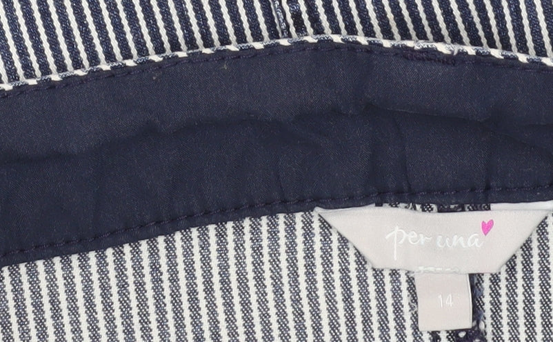 Marks and Spencer Women Blue Striped Pencil Skirt Size 14