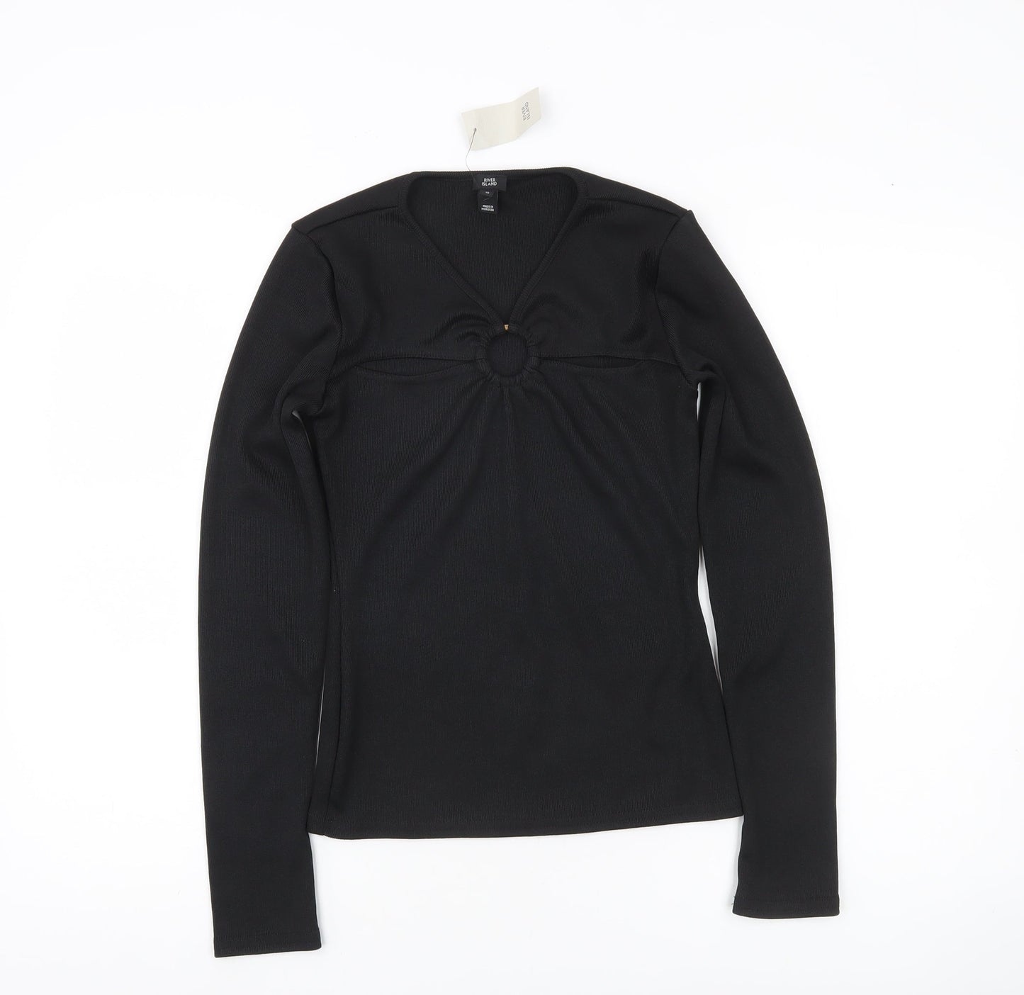 Womens UK Size 10 River Island Black Tunic Blouse