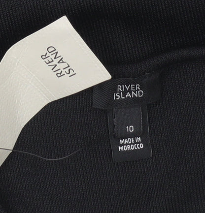 Womens UK Size 10 River Island Black Tunic Blouse