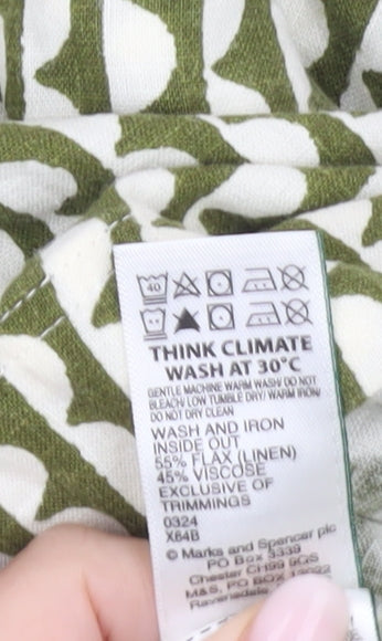 Marks and Spencer Women’s Green One Shoulder Linen Blend Blouse Size 20