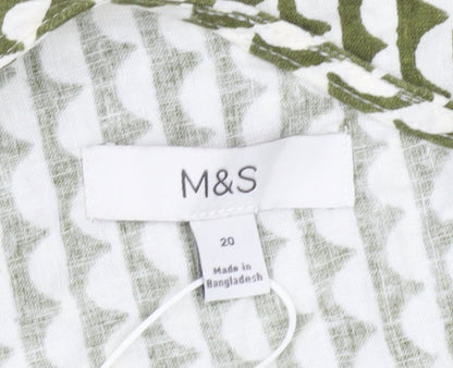 Marks and Spencer Women’s Green One Shoulder Linen Blend Blouse Size 20