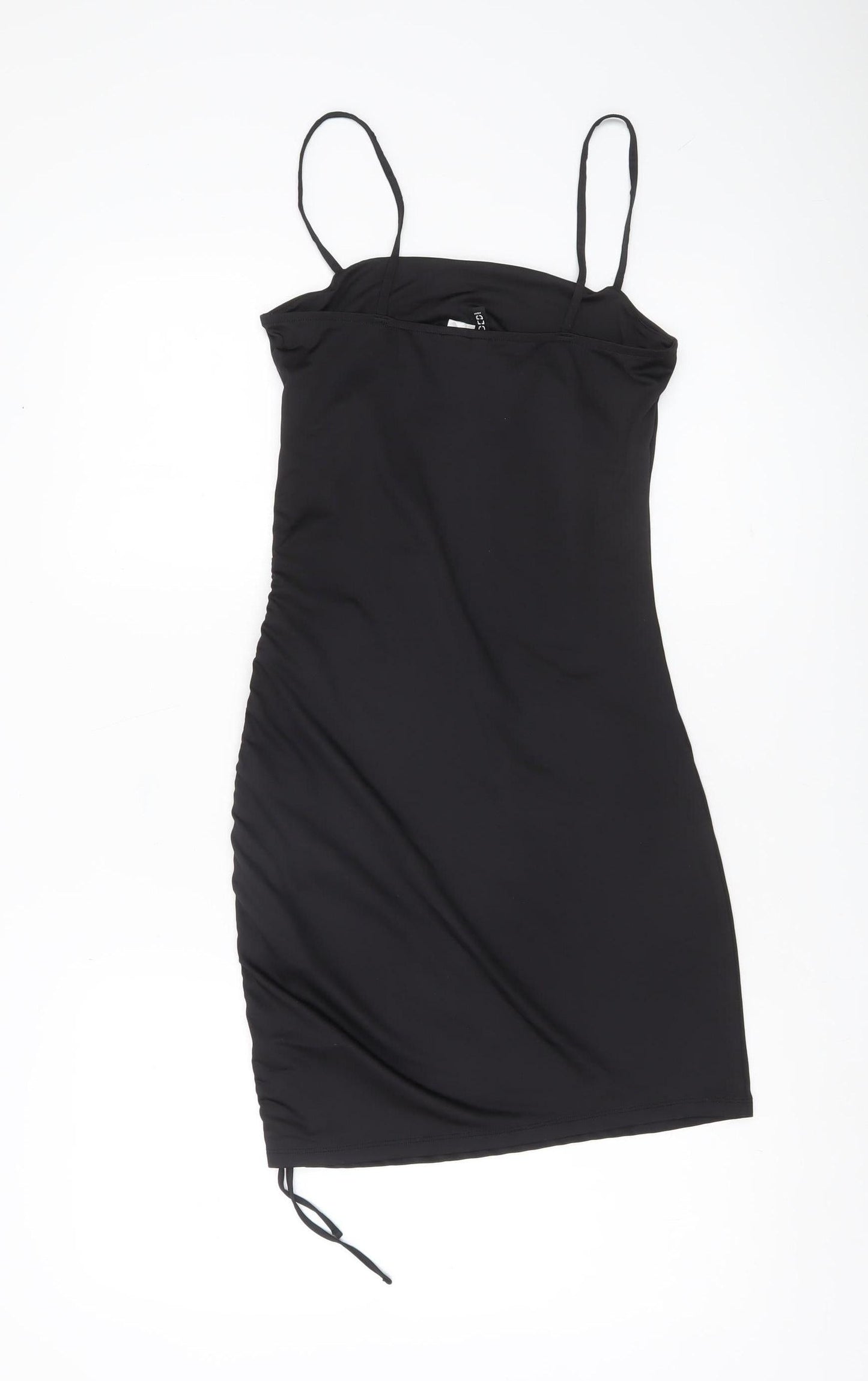 H&M Divided Women Black Bodycon Mini Dress Size 8 Sleeveless Ruched