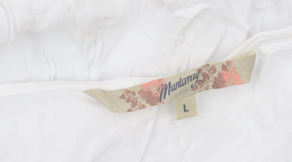 Mantaray Women White L Cotton Crochet Short Shift Dress