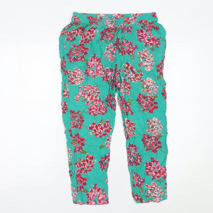 Hush Womens Multicoloured Floral Rayon Relaxed Trousers Size L