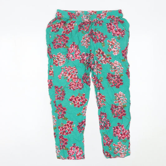 Hush Womens Multicoloured Floral Rayon Relaxed Trousers Size L