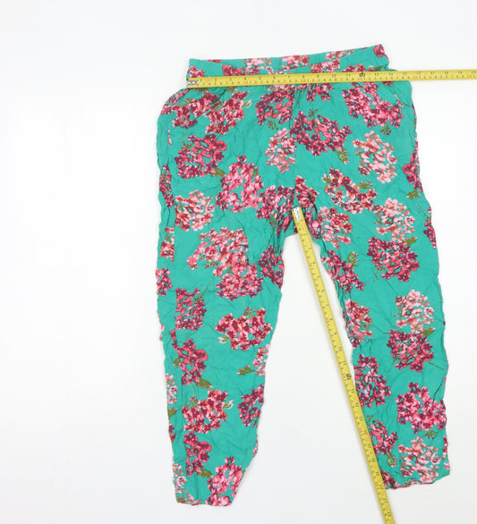 Hush Womens Multicoloured Floral Rayon Relaxed Trousers Size L