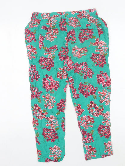 Hush Womens Multicoloured Floral Rayon Relaxed Trousers Size L