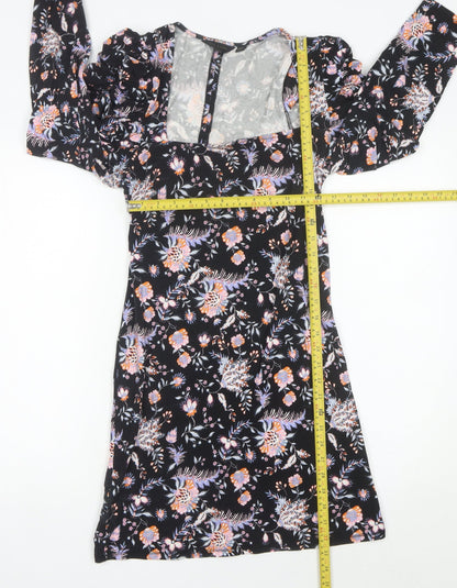 Ted Baker Womens Black Floral Ruched Sheath Dress Size 10