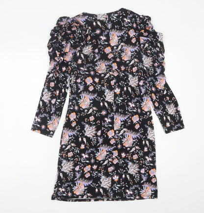 Ted Baker Womens Black Floral Ruched Sheath Dress Size 10