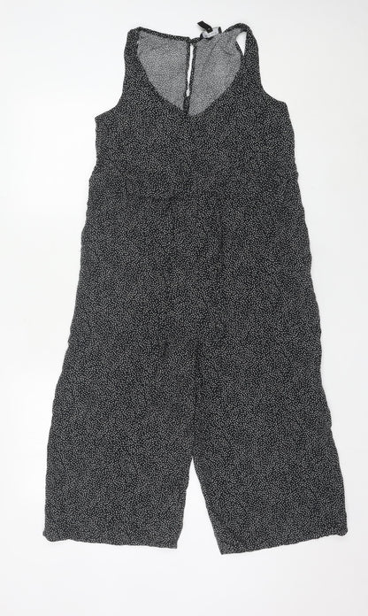 New Look Women Black Spot Print Petite Size 6 Playsuit V-Neck