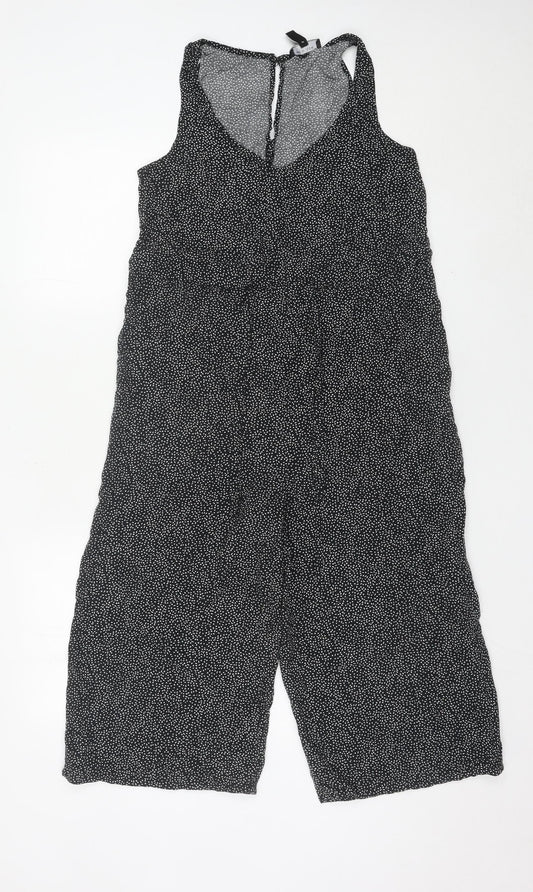 New Look Women Black Spot Print Petite Size 6 Playsuit V-Neck