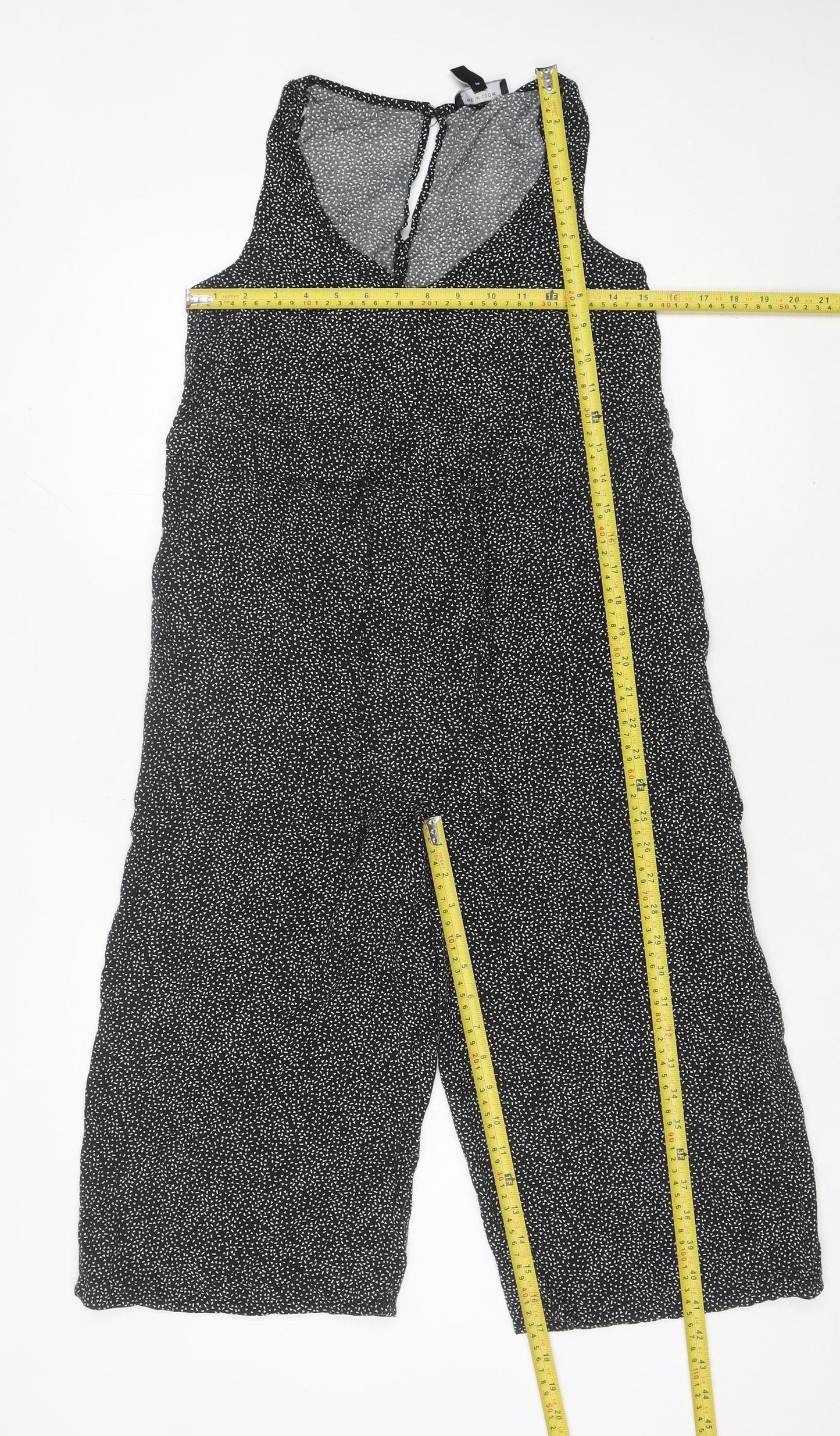 New Look Women Black Spot Print Petite Size 6 Playsuit V-Neck