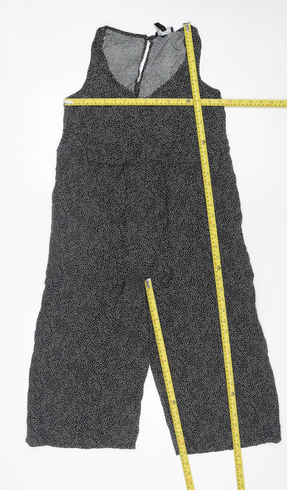 New Look Women Black Spot Print Petite Size 6 Playsuit V-Neck