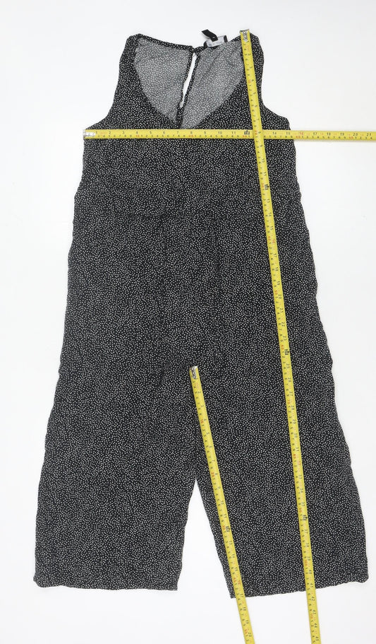 New Look Women Black Spot Print Petite Size 6 Playsuit V-Neck