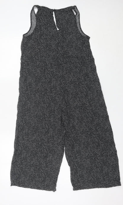 New Look Women Black Spot Print Petite Size 6 Playsuit V-Neck