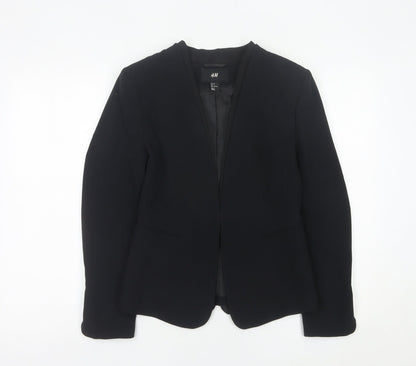H&M Womens Black Shawl Collar Blazer Size 10 Regular Tailored Jacket